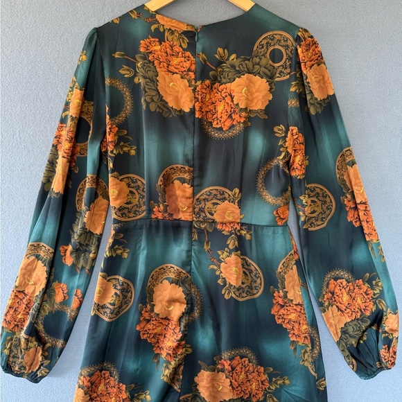 Gizelle Teal Printed Floral Maxi Dress green brown - Picture 11 of 16